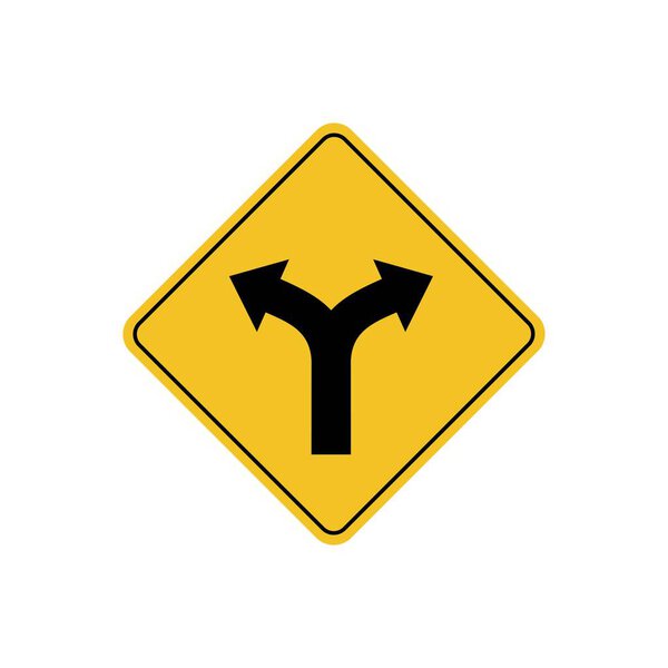 road sign icon, Divided road on yellow rhombus. board.suitable for poster use and web icon
