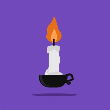 Alevli beyaz mum. Posterler ve web için uygun ürkütücü Cadılar Bayramı dekorasyonu