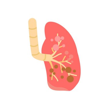 Akciğer çizimi düz stil, iç organların vücut parçası tasarımı.