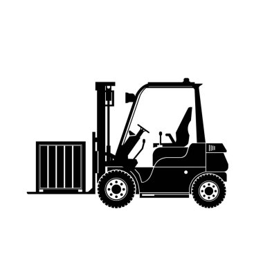 Forklift silueti. Endüstri veya inşaat için ağır ekipman imajı