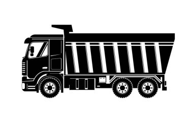 İnşaat kamyonunun silueti. Endüstri veya imalat için ağır ekipman imajı