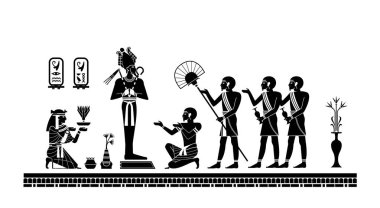 Mezar duvarındaki kültürel illüstrasyon, Tanrı Osiris 'e ibadet.
