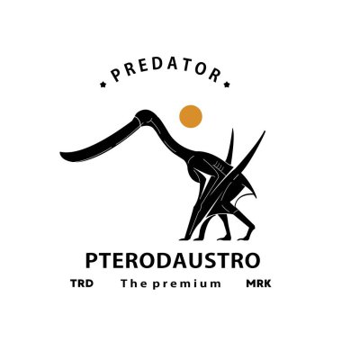 Klasik hippi uçan dinozor, Pterodaustro logo vektör siluet sanat simgesi