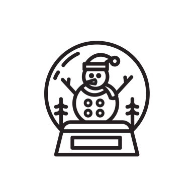 Cam kabın içinde kardan adam olan kar küresi, düz stil selamlama için noel günü ikonu, poster ve web simgesi için uygun