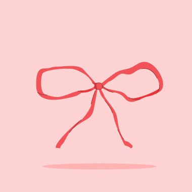 İzole edilmiş arka planda küçük kırmızı kurdele. Poster ve web simgesi için dekoratif ve moda süsü