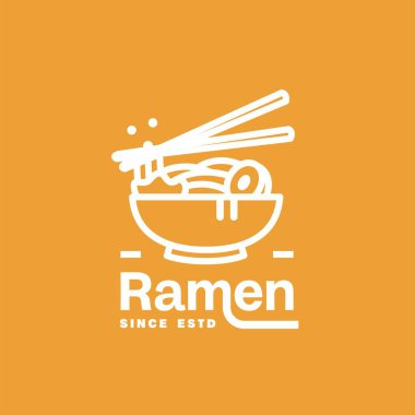 Tatlı ramen logosu çizimi. Japon erişte ikonu tasarımı, kafe ve restoran için uygun..