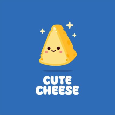 Sevimli peynir logosu çizimi. En az gıda simgesi tasarımı, mağaza ve web için uygun.