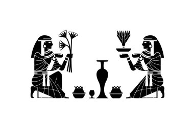 Mısır papirüs arka planı. Tarihi hiyeroglif kağıt sanatında Mısır Kültürü Antik Mısır tanrıları ve tanrıçaları