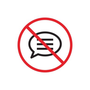 Uyarı işareti simgesi, sohbet ve iletişim yok - kırmızı çizgili yuvarlak güvertede uyarı alanı