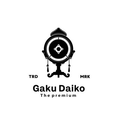 Traditional musical japan instrument logo illustration, gaku daiko clipart