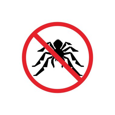 Yasak ve tehlikeli işaretler. Tarantula tehlikesi. Tarantula getirmek yasaktır.