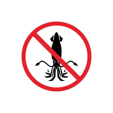 Yasak ve tehlikeli işaretler. mürekkep balığı tehlikesi. Kalamar getirmek yasaktır.