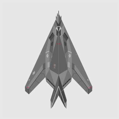 F-117 Nightthawk, modern savaş uçağı askeri teknoloji çizimi detaylar. Çalışma ve poster için izole edilmiş bombacı