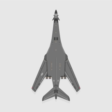 B-1 Lancer, savaş uçaklarının askeri teknoloji çizimi, modern bombardıman uçakları, detayları olan savaş uçakları. Çalışma ve poster için izole edilmiş bombacı