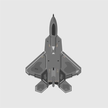 F-22 Raptor. Detaylı modern savaş uçağı askeri teknolojisinin çizimi. Çalışma ve poster için izole edilmiş bombacı