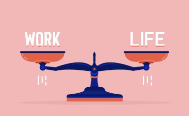 İş hayatı dengesi, iş ve hayat arasında dengeli bir ağırlıkla güzel ve çarpıcı bir manzarada günlük ölçekler.