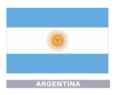 Arjantin bayrağı. Bayrak simgesi. Standart renkler. Standart boy. Dikdörtgen bayrak.