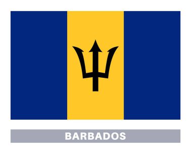 Barbados bayrağı. Bayrak simgesi. Standart renkler. Standart boy. Dikdörtgen bayrak.