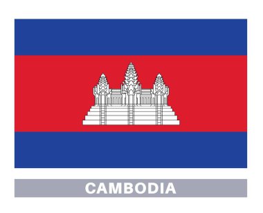 Kamboçya bayrağı. Bayrak simgesi. Standart renkler. Standart boy. Dikdörtgen bayrak.