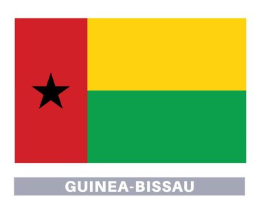 Gine bissau bayrağı. Bayrak simgesi. Standart renkler. Standart boy. Dikdörtgen bayrak.