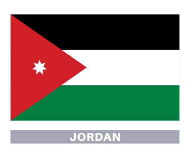 Ürdün bayrağı. Bayrak simgesi. Standart renkler. Standart boy. Dikdörtgen bayrak
