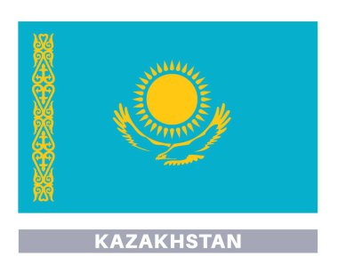 Kazakistan bayrağı. Bayrak simgesi. Standart renkler. Standart boy. Dikdörtgen bayrak