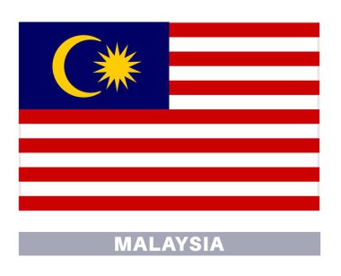 Malezya bayrağı. Bayrak simgesi. Standart renkler. Standart boy. Dikdörtgen bayrak.