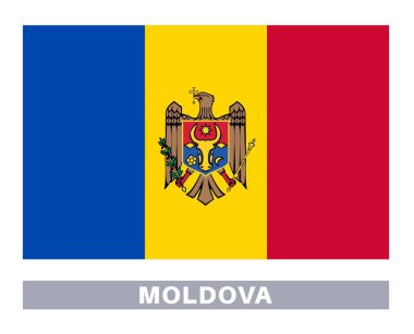 Moldova bayrağı. Bayrak simgesi. Standart renkler. Standart boy. Dikdörtgen bayrak.