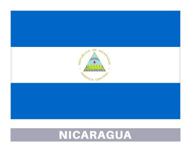 Nikaragua bayrağı. Bayrak simgesi. Standart renkler. Standart boy. Dikdörtgen bayrak.