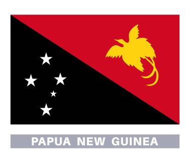 Papua Yeni Gine bayrağı. Bayrak simgesi. Standart renkler. Standart boy. Dikdörtgen bayrak.