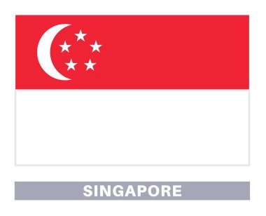 Singapur bayrağı. Bayrak simgesi. Standart renkler. Standart boy. Dikdörtgen bayrak.