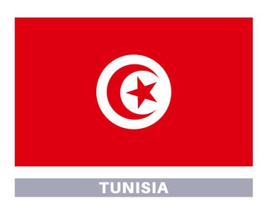 Tunus bayrağı. Bayrak simgesi. Standart renkler. Standart boy. Dikdörtgen bayrak.