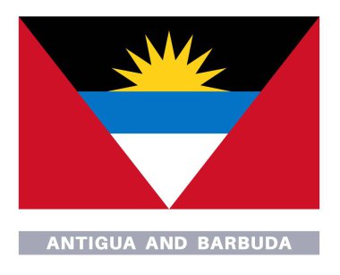 Antigua ve Barbuda bayrağı. Bayrak simgesi. Standart renkler. Standart boy. Dikdörtgen bayrak.
