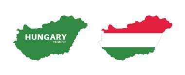İzole edilmiş Hungary haritaları. Hungary bayrağı bayrak oranlarıyla örtülmüş. Haritalar ve dünya turu