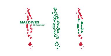 Maldivler bayrak ve harita seti. maldivler resmi renk ve oranlarda bayrak, harita