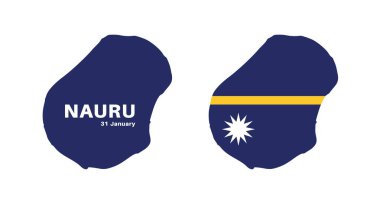Nauru bayrağı ve harita hazır. Resmi renk ve oranlarda nauru bayrağı, harita.