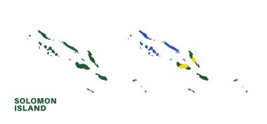 Süleyman adası bayrağı ve haritası hazır. Süleyman adası bayrağı resmi renk ve oranlarda, harita