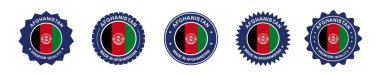 Afganistan ürün etiketi. Afgan bayrağı, Afganistan 'da üretilmiş. Etiketler, mühürler, pullar, bayraklar, simgeler