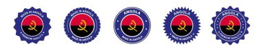 Angola ürün etiketi seti. Angola bayrağı, Angola yapımı. Etiketler, mühürler, pullar, bayraklar, simgeler