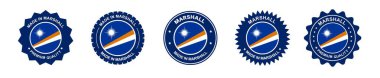 Marshall Adası ürün etiketleri hazır. Marshall bayrağı, Marshall 'da özel yapım. Etiketler, mühürler, pullar, bayraklar, simgeler