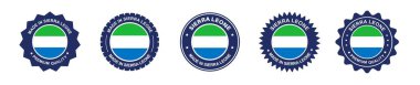 Sierra Leone ürün etiketi hazır. Sierra Leoneflag, Sierra Leone 'da üretilen prim. Etiketler, mühürler, pullar, bayraklar, simgeler