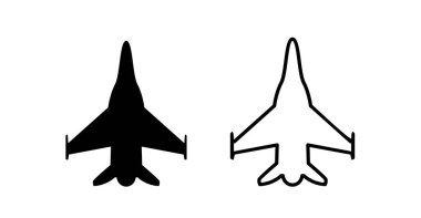 Düz ve tek yönlü savaş uçakları ikonları. Ağ ve grafikler için izole simgeler.