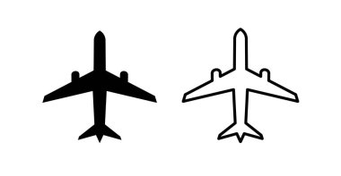 Düz ve tek yönlü uçak ikonu. Web ve grafikler için izole edilmiş simge.