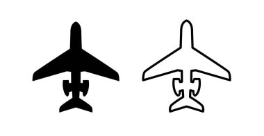 Düz ve tek yönlü savaş uçakları ikonları. Ağ ve grafikler için izole simgeler.