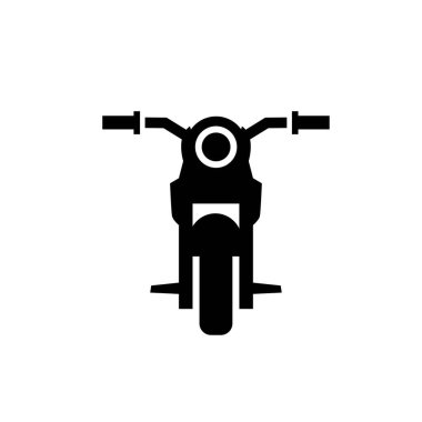 Klasik motosiklet simgesi illüstrasyonu, Land Transportation Silhouette Simgesi, Toplu Taşımacılık için Park Durağı işareti, klasik motosiklet ön görünümü işareti izole edilmiş