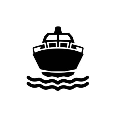 Tekne ikonu çizimi, Deniz Ulaşım Silüeti Simgesi, Toplu Taşımacılık için Port Stop İşareti, İzole Tekne Görünümü işareti