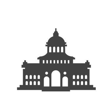 Silüet olarak minimalist bir buluşma yeri, Avrupa tarihi yapı sarayının simgesi, İsviçre ve Avrupa 'nın düz stili simgesi