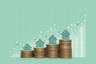 Bozuk para yığını, düşük ile yüksek arasında not verme, yatırım büyümesi kavramı, iyi karlılığa ve geri dönüşlere sahip iş yönü.