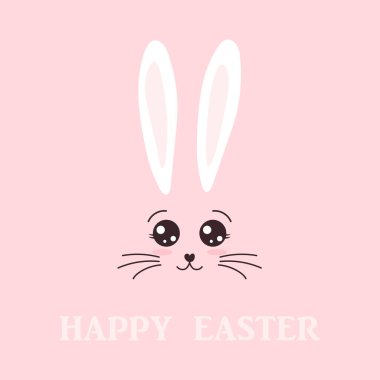 Sevimli tavşan suratlı ikon Mutlu Paskalyalar. Vektör illüstrasyonu