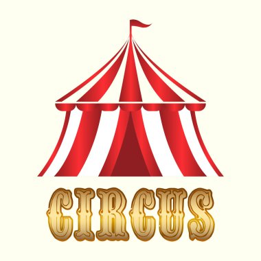 Sirk çadırı simgesi veya logosu. Karnaval, festival, açık tabela tabelası. Eğlence fuarı sembolü. - Evet. Vektör illüstrasyonu